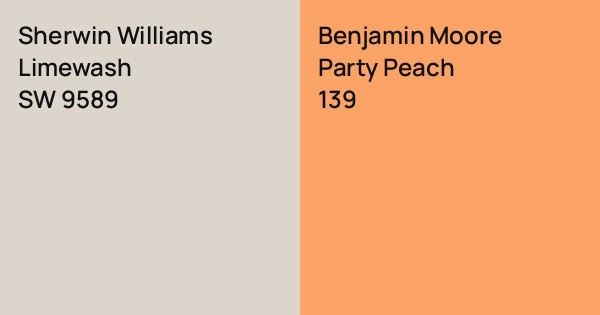 Sherwin Williams Limewash vs. Benjamin Moore Party Peach comparison