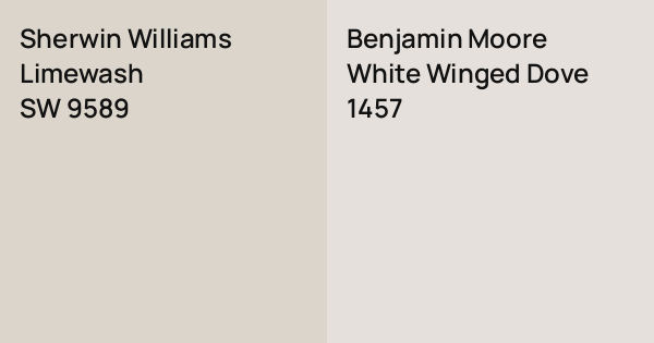 Sherwin Williams Limewash vs. Benjamin Moore White Winged Dove comparison