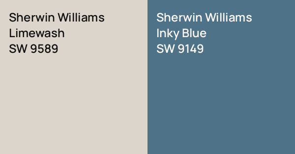 Sherwin Williams Limewash vs. Sherwin Williams Inky Blue comparison