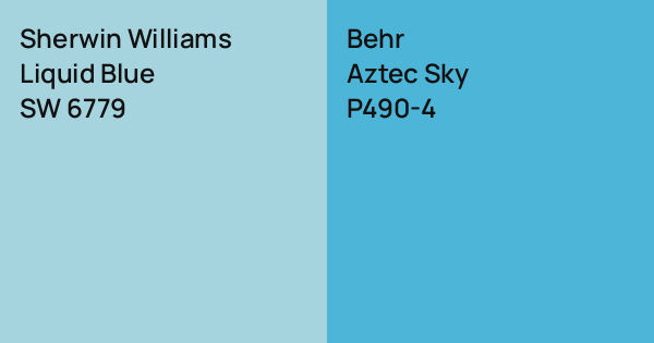 Sherwin Williams Liquid Blue vs. Behr Aztec Sky comparison