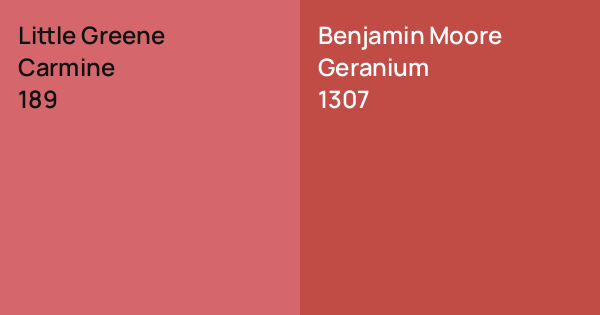 Little Greene Carmine vs. Benjamin Moore Geranium comparison