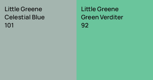 Little Greene Celestial Blue vs. Little Greene Green Verditer comparison