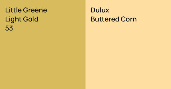Little Greene Light Gold vs. Dulux Buttered Corn comparison