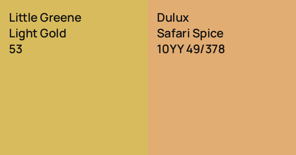 Little Greene Light Gold vs. Dulux Safari Spice comparison
