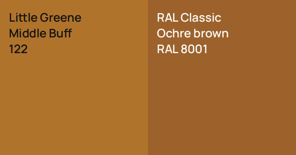 Little Greene Middle Buff vs. RAL Classic Ochre brown comparison
