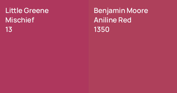 Little Greene Mischief vs. Benjamin Moore Aniline Red comparison