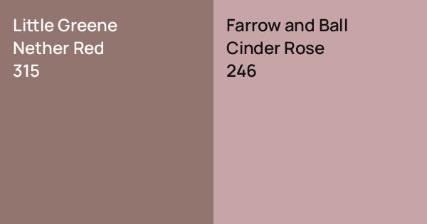 Little Greene Nether Red vs. Farrow and Ball Cinder Rose comparison