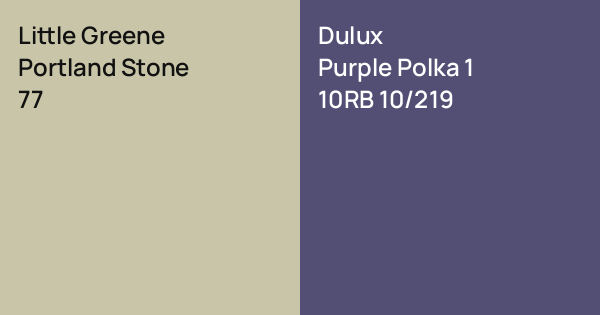 Little Greene Portland Stone vs. Dulux Purple Polka 1 comparison