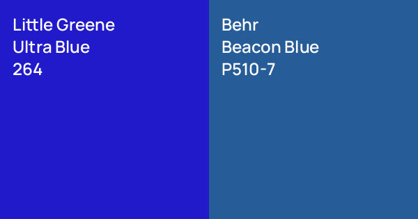 Little Greene Ultra Blue vs. Behr Beacon Blue comparison