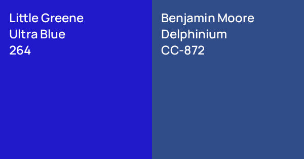 Little Greene Ultra Blue vs. Benjamin Moore Delphinium comparison