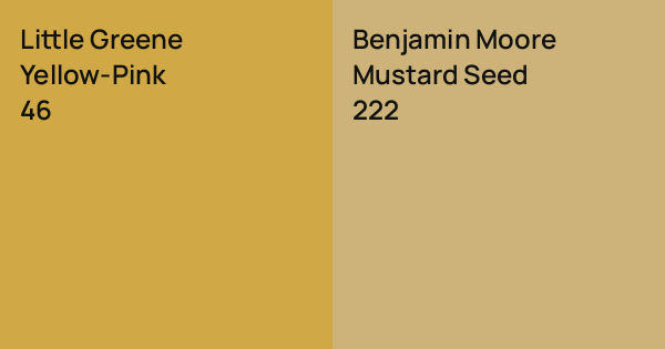 Little Greene Yellow-Pink vs. Benjamin Moore Mustard Seed comparison