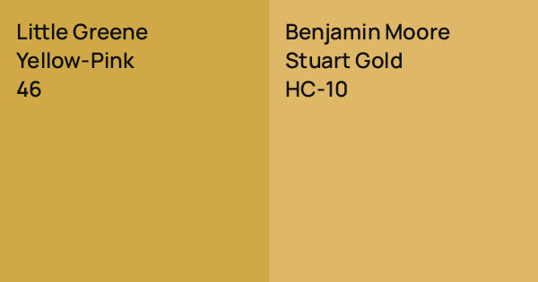Little Greene Yellow-Pink vs. Benjamin Moore Stuart Gold comparison