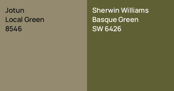 Basque Colours Jotun Local Green vs. Sherwin Williams Basque Green comparison