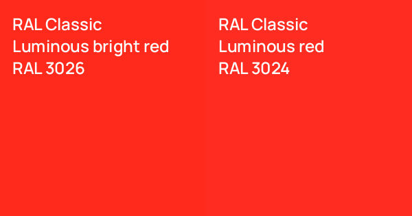 RAL Classic Luminous bright red vs. RAL Classic Luminous red comparison