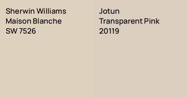 Sherwin Williams Maison Blanche vs. Jotun Transparent Pink comparison