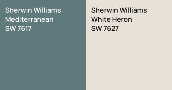 Sherwin Williams Mediterranean vs. Sherwin Williams White Heron comparison