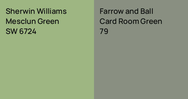Sherwin Williams Mesclun Green vs. Farrow and Ball Card Room Green ...