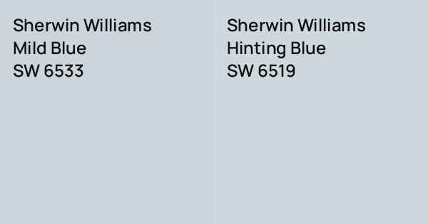 Sherwin Williams Mild Blue vs. Sherwin Williams Hinting Blue comparison
