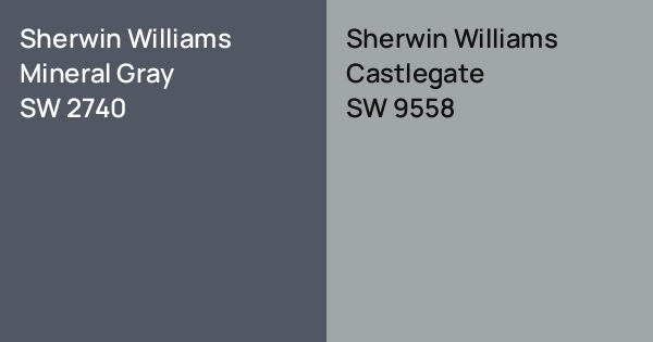 Sherwin Williams Mineral Gray vs. Sherwin Williams Castlegate comparison