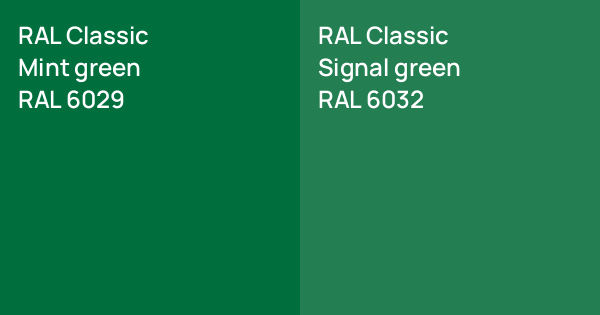 Mint Green Ral Code RAL Classic Mint green vs. RAL Classic Signal green comparison
