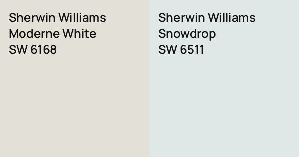 Sherwin Williams Moderne White vs. Sherwin Williams Snowdrop comparison