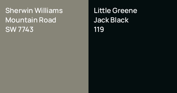 Sherwin Williams Mountain Road vs. Little Greene Jack Black comparison