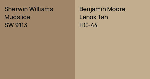 Sherwin Williams Mudslide vs. Benjamin Moore Lenox Tan comparison