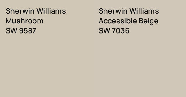 Sherwin Williams Mushroom vs. Sherwin Williams Accessible Beige comparison