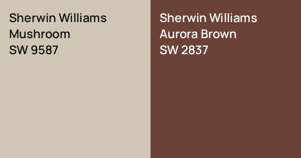 Sherwin Williams Mushroom vs. Sherwin Williams Aurora Brown comparison