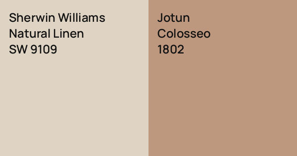 Sherwin Williams Natural Linen vs. Jotun Colosseo comparison