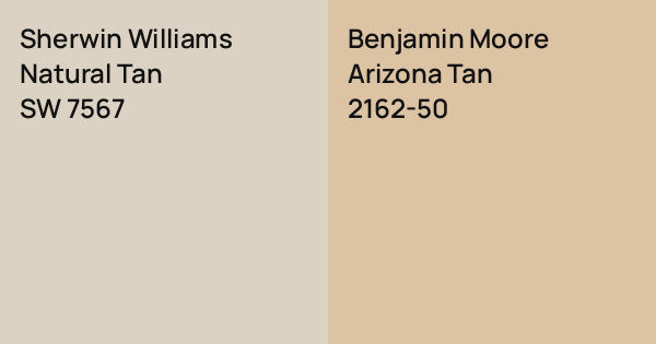 Sherwin Williams Natural Tan vs. Benjamin Moore Arizona Tan comparison