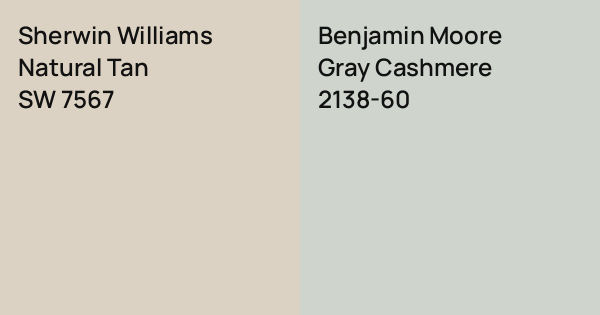 Sherwin Williams Natural Tan vs. Benjamin Moore Gray Cashmere comparison