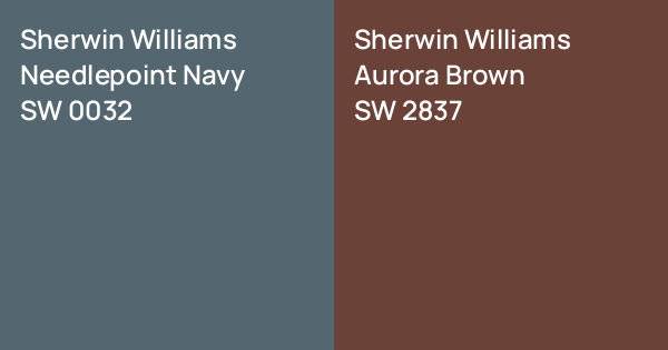 Sherwin Williams Needlepoint Navy vs. Sherwin Williams Aurora Brown ...