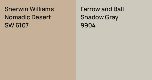 Sherwin Williams Nomadic Desert vs. Farrow and Ball Shadow Gray comparison
