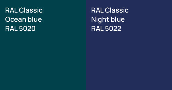 RAL Classic Ocean blue vs. RAL Classic Night blue comparison