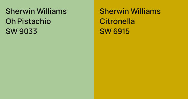 Sherwin Williams Oh Pistachio vs. Sherwin Williams Citronella comparison