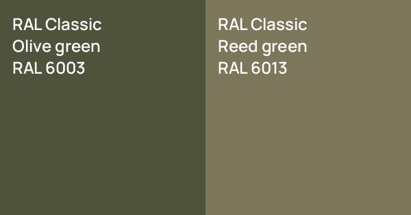 RAL Classic Olive green vs. RAL Classic Reed green comparison
