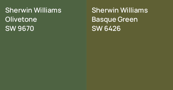 Sherwin Williams Olivetone vs. Sherwin Williams Basque Green comparison