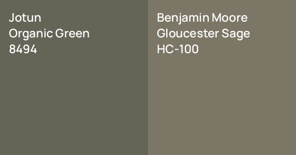 Jotun Organic Green vs. Benjamin Moore Gloucester Sage comparison