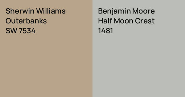 Sherwin Williams Outerbanks vs. Benjamin Moore Half Moon Crest comparison