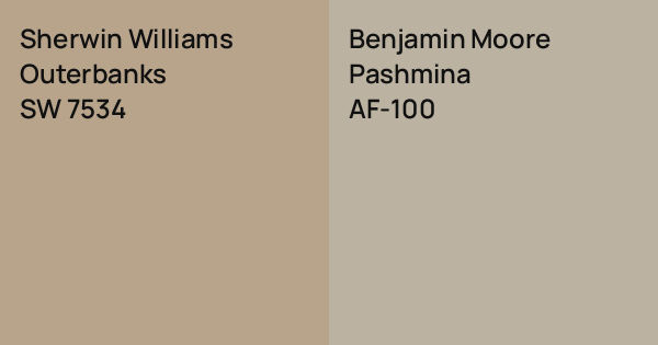 Sherwin Williams Outerbanks vs. Benjamin Moore Pashmina comparison