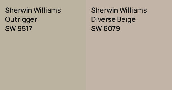 Sw Outrigger Sherwin Williams Outrigger vs. Sherwin Williams Diverse Beige comparison