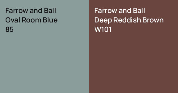 Farrow and Ball Oval Room Blue vs. Farrow and Ball Deep Reddish Brown ...