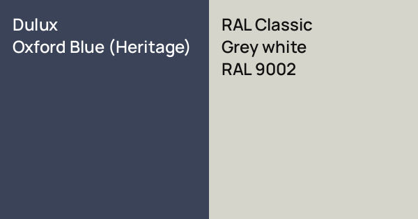 Dulux Oxford Blue (Heritage) vs. RAL Classic Grey white comparison