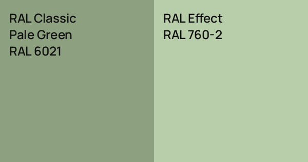RAL Classic Pale Green vs. RAL Effect RAL 760-2 comparison