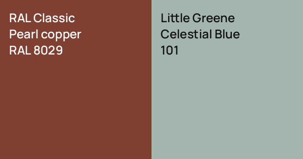 RAL Classic Pearl copper vs. Little Greene Celestial Blue comparison