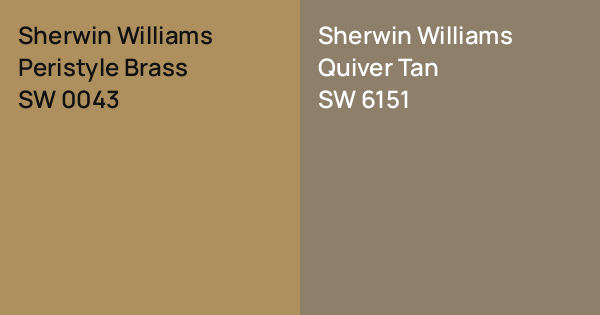 Sw0043 Sherwin Williams Peristyle Brass vs. Sherwin Williams Quiver Tan comparison