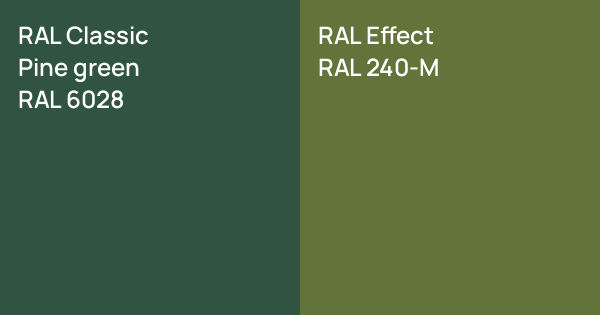 RAL Classic Pine green vs. RAL Effect RAL 240-M comparison