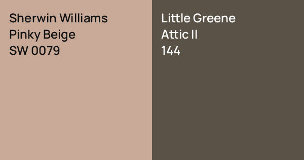 Sherwin Williams Pinky Beige vs. Little Greene Attic II comparison