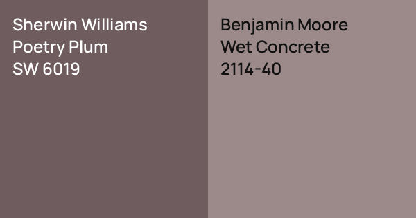 Sherwin Williams Poetry Plum vs. Benjamin Moore Wet Concrete comparison